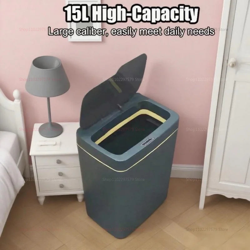 Cubo de basura con Sensor inteligente sin contacto, 15L, ensacado automático, cubo de basura eléctrico para baño, inalámbrico, blanco, eliminación inteligente de cocina para el hogar