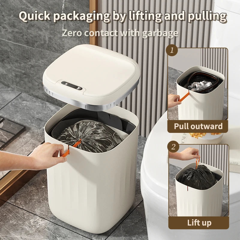 Cubo de basura con Sensor inteligente de 24L, cubo de basura electrónico para baño, cubo de basura con Sensor inteligente automático para cocina, inodoro