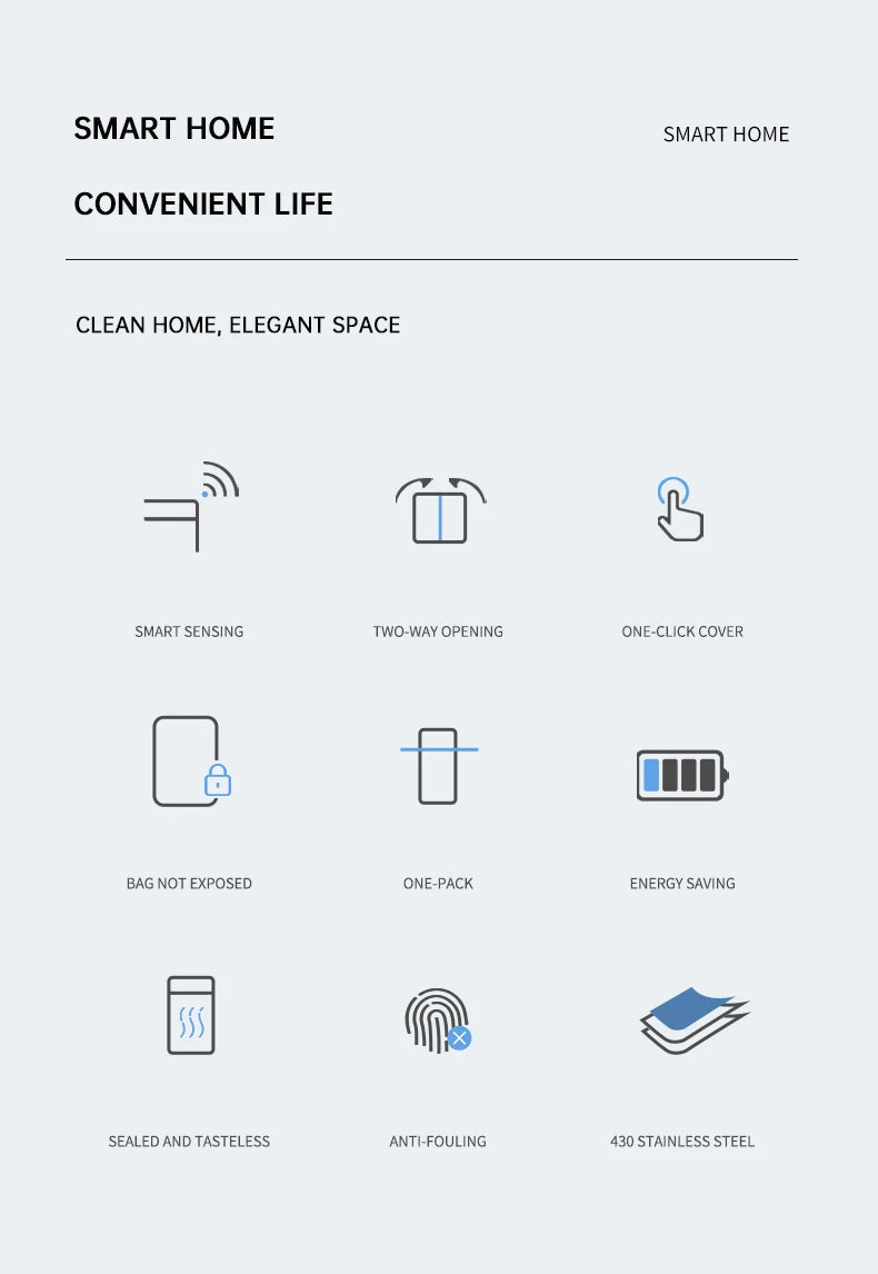Nueva bote de basura de inducción inteligente para el hogar con tapa, inodoro, cocina, gran capacidad, sala de estar, embalaje automático, cubo de basura