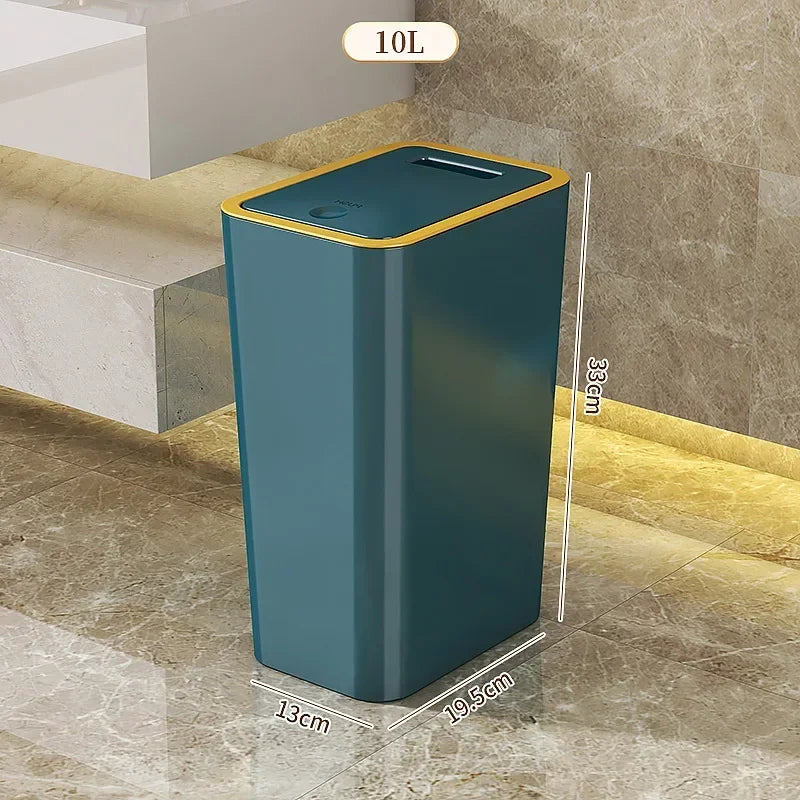 Popular cubo de basura que ahorra espacio resistente a mascotas de 10 litros, caja de plástico duradera a prueba de olores, adecuada para baño y cocina a prueba de fugas