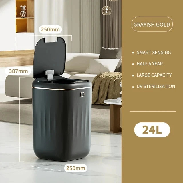 Cubo de basura inteligente para baño de 24/20L, cubo de basura con Sensor automático, cubo de basura de inducción de gran capacidad para cocina y baño