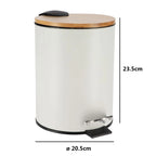 Cubo de basura Metal Con Tapa Bambú Caída Amortiguada 3 L, Papelera con pedal pequeño para Baño - Tendance