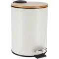 Cubo de basura Metal Con Tapa Bambú Caída Amortiguada 3 L, Papelera con pedal pequeño para Baño - Tendance