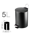 Papelera baño metal plateada, cubo de basura de 3L, 5L, 7L y 12L con pedal de acero inoxidable, papelera moderna de metal para baño con cubo interior de plástico.