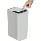 DECODEKO-Basurero de baño con tapa, cubo de basura delgado de 10 litros/2.6 galones, cesta de basura pequeña con tapa desplegable para cocina, dormitorio, sala de estar, oficina
