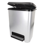 Curver - Cubo de basura Compatta 25L gris, diseño compacto y ancho, ideal para cocinas pequeñas o baños, soporte para bolsas, base extraíble fácil de limpiar, pedal removible para apertura higiénica, medidas 38x28x43 cm