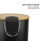 Cubo de basura Metal Con Tapa Bambú Caída Amortiguada 3 L, Papelera con pedal pequeño para Baño - Tendance