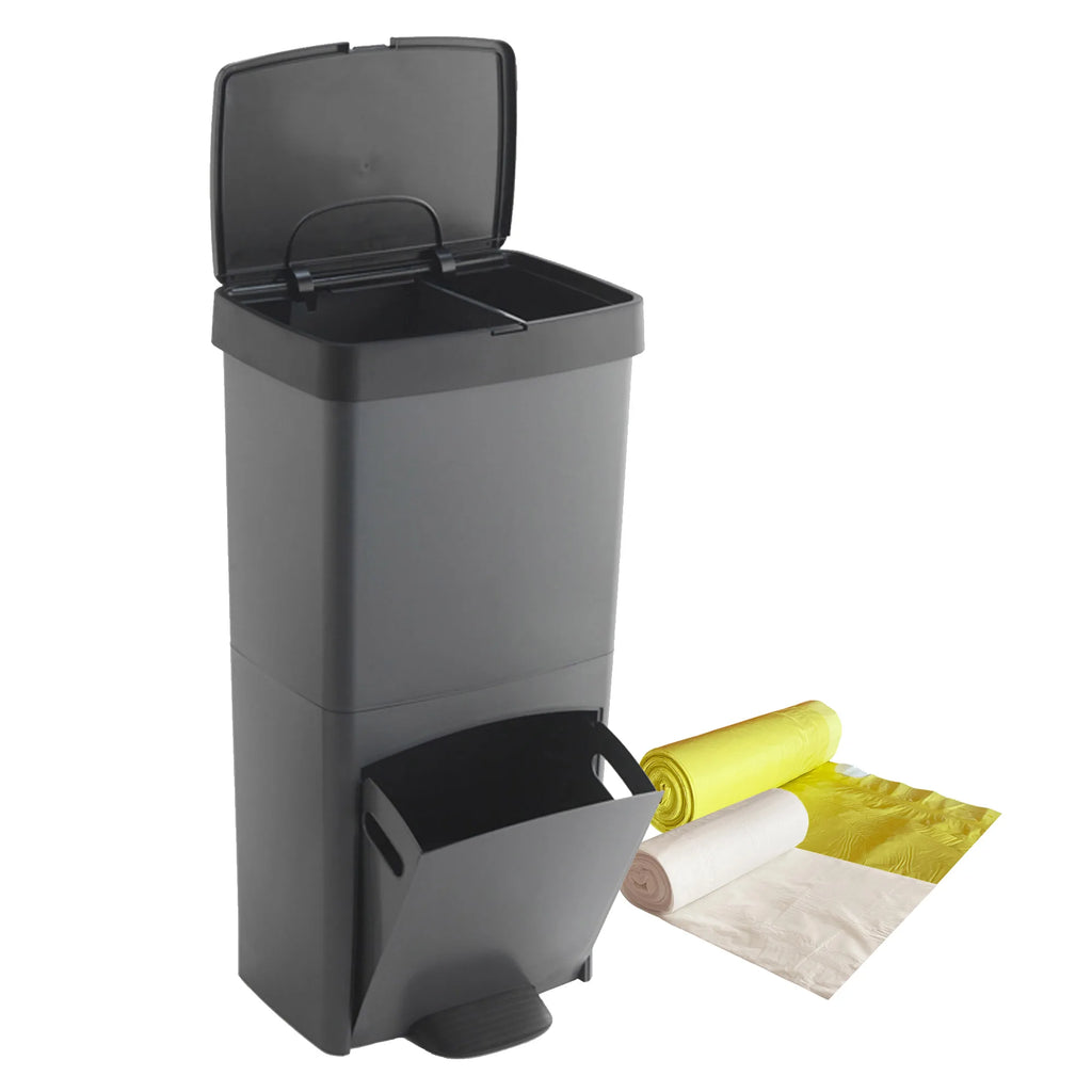 Cubo de Basura de Reciclaje Wellhome 70L Plástico 2 Aperturas