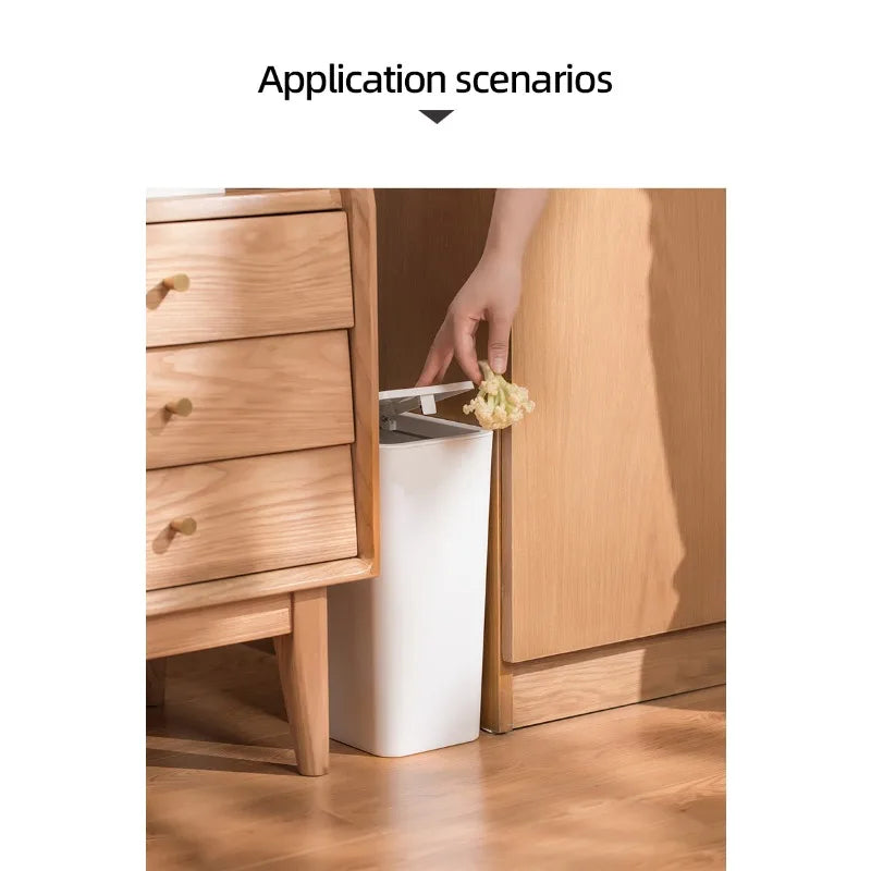 DECODEKO-Basurero de baño con tapa, cubo de basura delgado de 10 litros/2.6 galones, cesta de basura pequeña con tapa desplegable para cocina, dormitorio, sala de estar, oficina