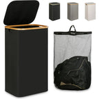 Cesto de Ropa Sucia de Bambú con Tapa y Asas: 72L o 100 L, 2 Clasificaciones, Plegable, Bolsa Interior Lavable a Máquina - Solución Elegante y Práctica para la Lavandería en tu Dormitorio ,Cubo Ropa Sucia. (CUBO002 1999