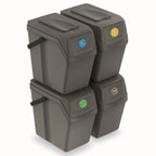 Juego de 4 cubos de reciclaje 100L PROSPERPLAST Sortibox de plastico en color gris