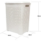 Cesta de la ropa Pongo todo Cesto Mimbre plástico para la Colada efecto Rattan (Blanco) COSHANO