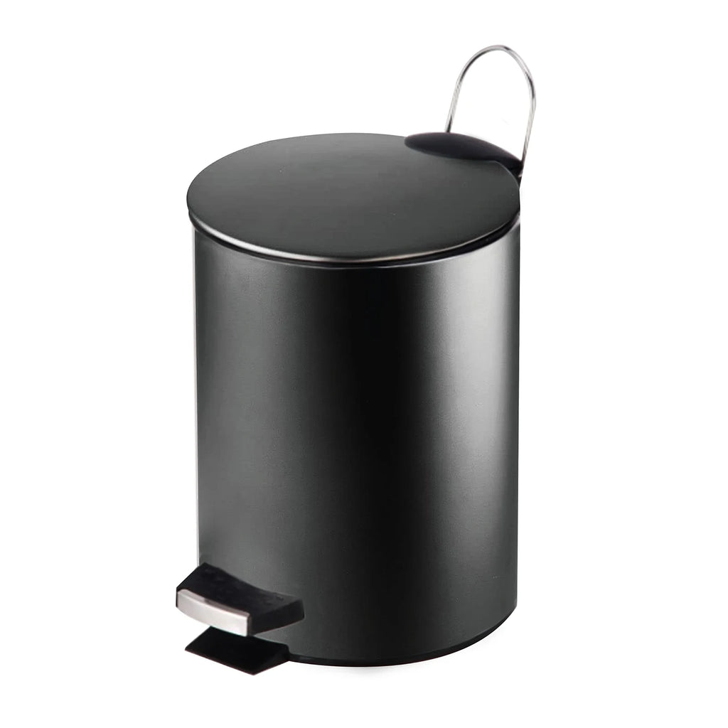 GREATOYAR Papelera Metal, Cubo de Basura con Pedal, Cubo de Basura de Acero Inocidable, Cubo de Basura con Reposapiés Antideslizante para Cocina, Baño, Oficina, 3 / 5 Litro