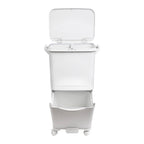 Papelera de reciclaje de clasificación selectiva con pedal, ruedas y asa de doble compartimentos de 38L (24L + 14L) o 42L (24L + 4L + 14L)