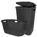 Curver - Cesto de ropa sucia multiusos, marrón, blanco o gris, asas laterales, resistente al agua y fácil de limpiar, plástico reciclado, cesta colada, diseño moderno y elegante, accesorios de hogar, limpieza y orden
