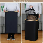 Cesto de Ropa Sucia de Bambú con Tapa y Asas: 72L o 100 L, 2 Clasificaciones, Plegable, Bolsa Interior Lavable a Máquina - Solución Elegante y Práctica para la Lavandería en tu Dormitorio ,Cubo Ropa Sucia. (CUBO002 1999