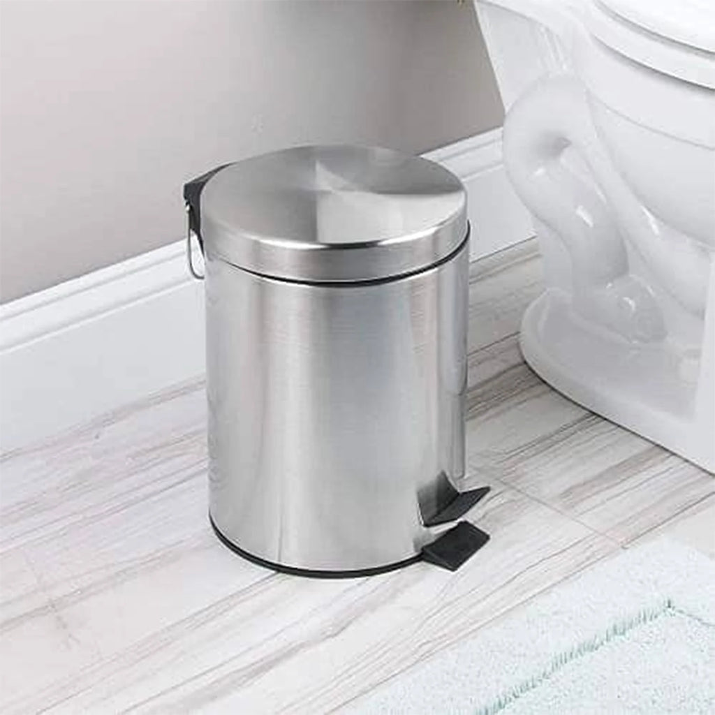 GREATOYAR Papelera Metal, Cubo de Basura con Pedal, Cubo de Basura de Acero Inocidable, Cubo de Basura con Reposapiés Antideslizante para Cocina, Baño, Oficina, 3 / 5 Litro