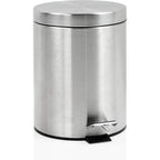 Papelera baño metal plateada, cubo de basura de 3L, 5L, 7L y 12L con pedal de acero inoxidable, papelera moderna de metal para baño con cubo interior de plástico.