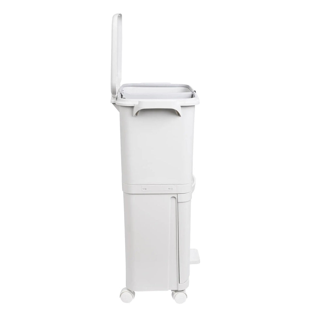 Papelera de reciclaje de clasificación selectiva con pedal, ruedas y asa de doble compartimentos de 38L (24L + 14L) o 42L (24L + 4L + 14L)