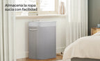 SONGMICS Cesto de la Ropa Sucia con Tapa, 72 L, Cesto de Lavandería de Bambú, Plegable, con Bolsa Lavable Extraíble, Asas, para Lavandería, Dormitorio, Gris/Natural/Negro/Blanco