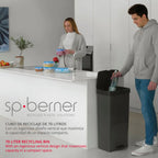 Cubo de Basura de Reciclaje Wellhome 70L Plástico 2 Aperturas