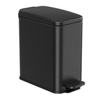 SONGMICS Cubo de Baño, Cubo Basura Pequeño de 5 L con Tapa, Cubo de Inodoro con Pedal, Delgada para Espacios Pequeños, Acero, Cierre Suave, Negro/Blanco/Plata