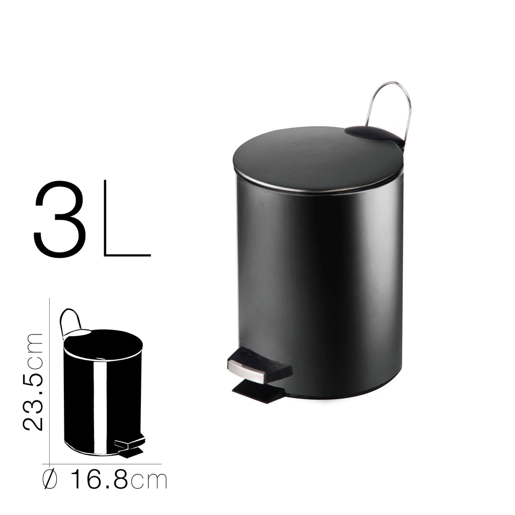 Papelera baño metal plateada, cubo de basura de 3L, 5L, 7L y 12L con pedal de acero inoxidable, papelera moderna de metal para baño con cubo interior de plástico.