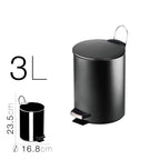 Papelera baño metal plateada, cubo de basura de 3L, 5L, 7L y 12L con pedal de acero inoxidable, papelera moderna de metal para baño con cubo interior de plástico.