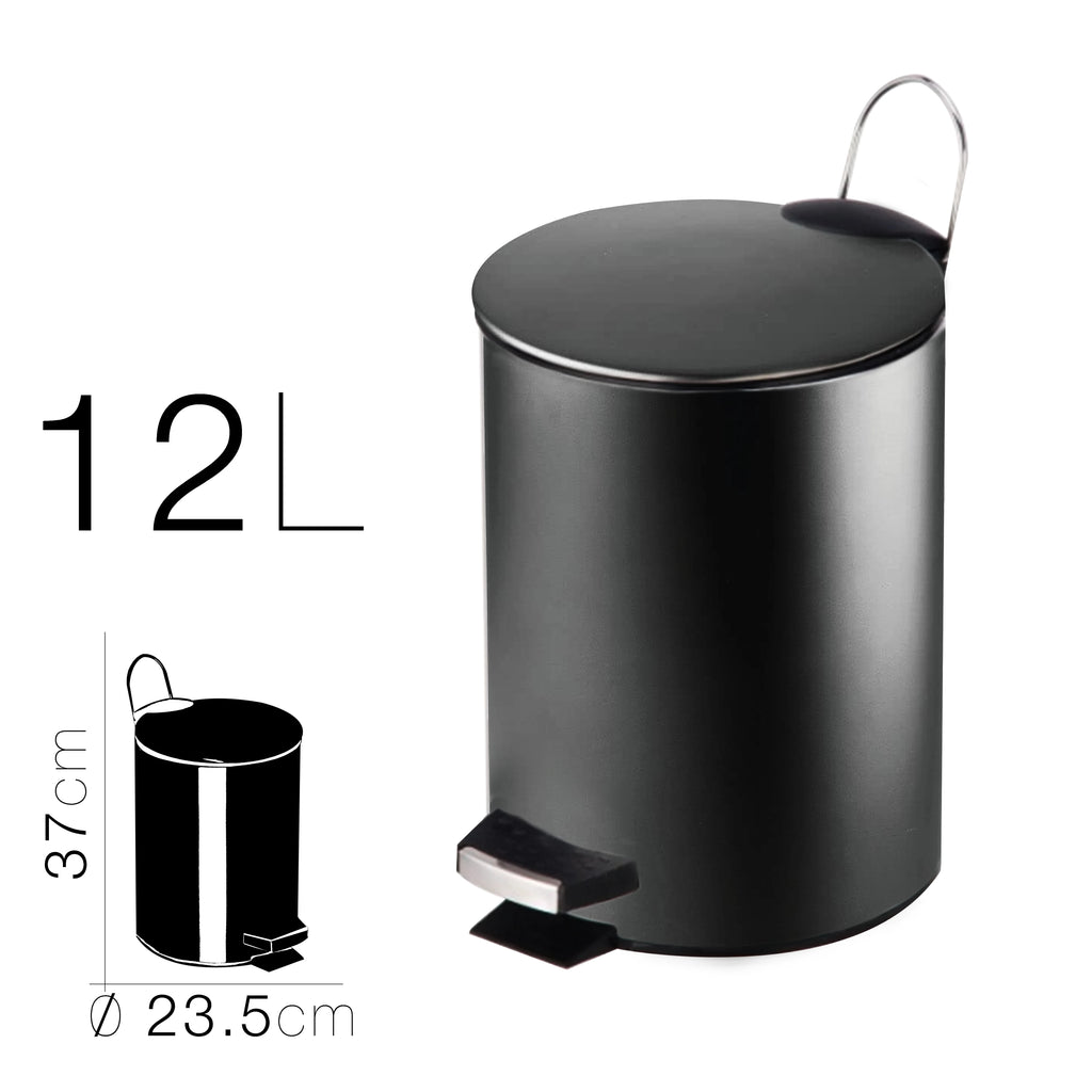 Papelera baño metal plateada, cubo de basura de 3L, 5L, 7L y 12L con pedal de acero inoxidable, papelera moderna de metal para baño con cubo interior de plástico.