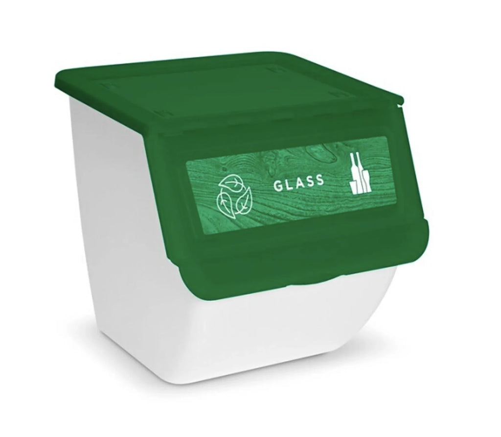 Cubo de Basura de Reciclaje - Pack 3 Cubos Apilables de Cocina con Ruedas - Capacidad 36 L - Ideal para Reciclar (Plástico - Papel - Vidrio)