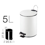 Papelera baño metal plateada, cubo de basura de 3L, 5L, 7L y 12L con pedal de acero inoxidable, papelera moderna de metal para baño con cubo interior de plástico.