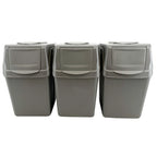 Prosperplast Juego de 3 Cubos de Reciclaje 75 Litros Gris | Ahorro de Espacio
