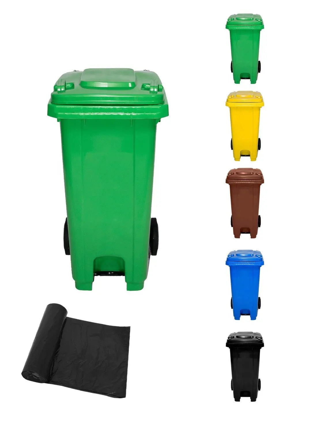 JARDIN202 - Cubo de Basura  120 Litros con Pedal y Ruedas |  Contenedor de Basura Robusto con PEDAL