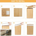 Cesto para Ropa Sucia Plegable de Bambú con Tapa Asas y Bolsa Extraíble Grande Organizador Ecológico y Resistente para Dormitorios y Lavandería