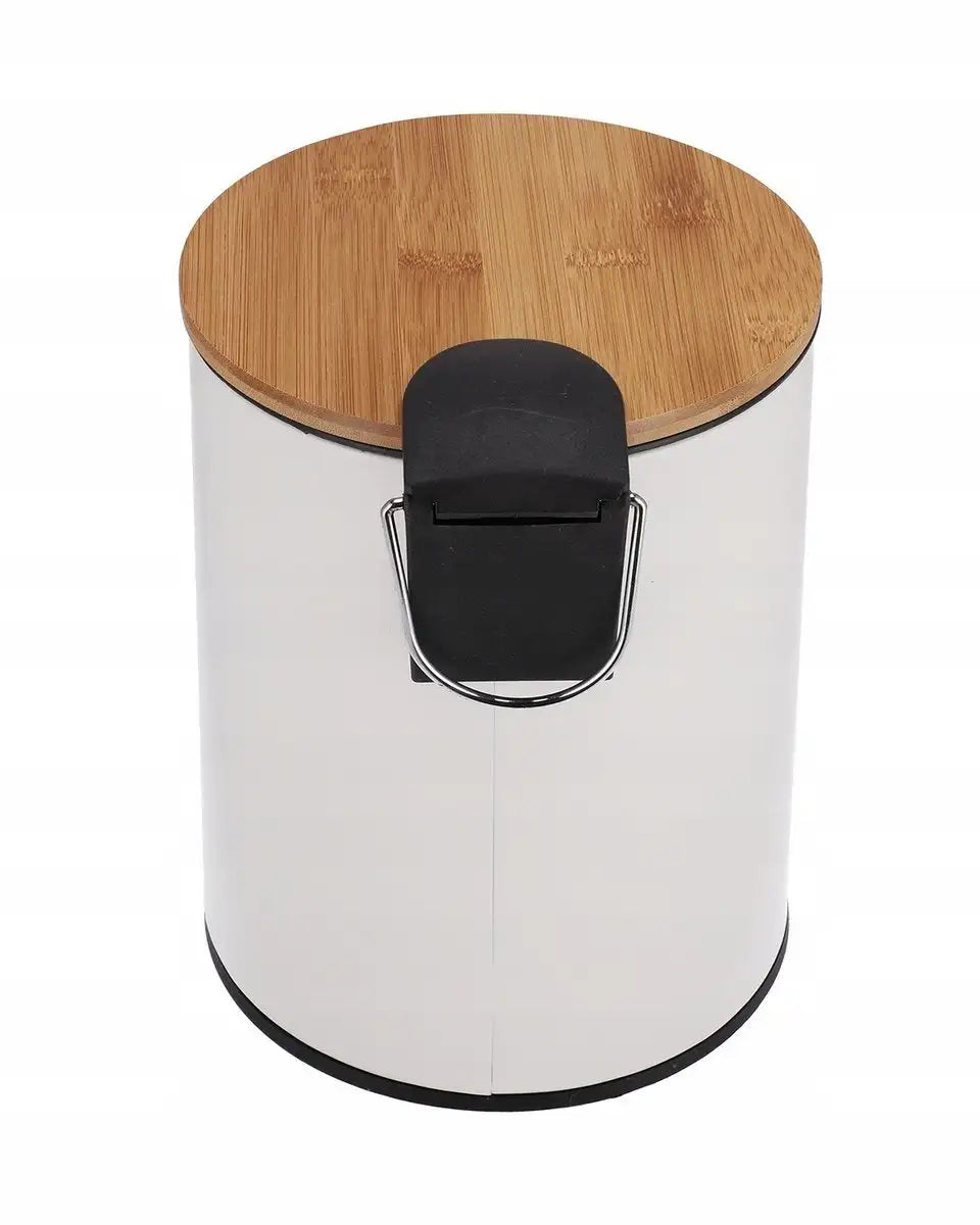 Papelera de baño de pedal de metal y tapa de bambú de 3 litros Lola Home