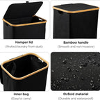 Cesto de Ropa Sucia de Bambú con Tapa y Asas: 72L o 100 L, 2 Clasificaciones, Plegable, Bolsa Interior Lavable a Máquina - Solución Elegante y Práctica para la Lavandería en tu Dormitorio ,Cubo Ropa Sucia. (CUBO002 1999