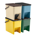 SONGMICS Cubo de Basura, Juego de 4 Cubos Apilables, 20 L Cada, Sistema de Separación Residuos, Tapas Apertura a Presión, con Pegatinas, Cubo de Almacenaje, Amarillo, Azul, Beige y Verde