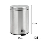 Papelera baño metal plateada, cubo de basura de 3L, 5L, 7L y 12L con pedal de acero inoxidable, papelera moderna de metal para baño con cubo interior de plástico.