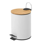 Papelera de baño de pedal de metal y tapa de bambú de 3 litros Lola Home