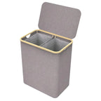 Cesto de Ropa Sucia de Bambú con Tapa y Asas: 72L o 100 L, 2 Clasificaciones, Plegable, Bolsa Interior Lavable a Máquina - Solución Elegante y Práctica para la Lavandería en tu Dormitorio ,Cubo Ropa Sucia. (CUBO002 1999