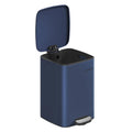 SONGMICS Cubo de Basura, Cubo de Basura de 20/30 L, Cubo de Basura de Cocina de Acero Inoxidable, con Cubo Interior, Cierre Suave y Permanece Abierto, Beige Arena/Negro Tinta/Plata Metálico/Azul Medianoche/Blanco Nube