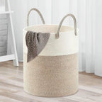 Cesta de Ropa Sucia de Cuerda de Algodón 58L | Cesto de Lavandería Plegable con Asas Reforzadas | Canasta Organizadora para Mantas, Juguetes y Dormitorio (38 × 50 cm)
