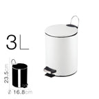 Papelera baño metal plateada, cubo de basura de 3L, 5L, 7L y 12L con pedal de acero inoxidable, papelera moderna de metal para baño con cubo interior de plástico.
