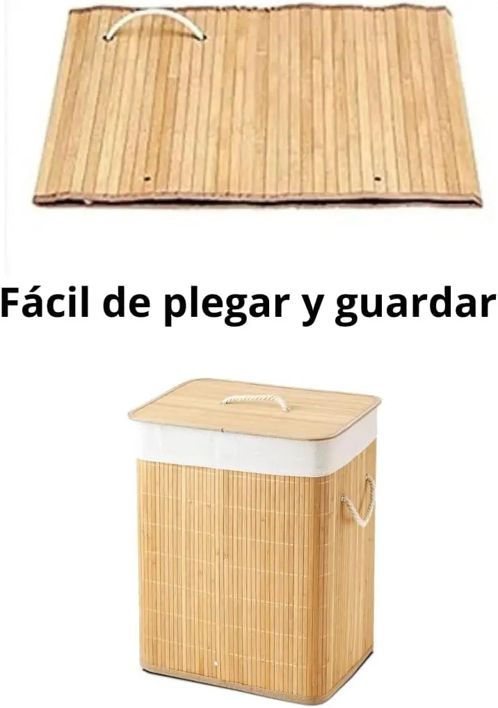 Cesto para Ropa Sucia Plegable de Bambú con Tapa Asas y Bolsa Extraíble Grande Organizador Ecológico y Resistente para Dormitorios y Lavandería