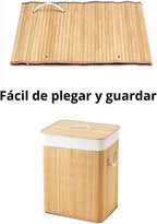 Cesto para Ropa Sucia Plegable de Bambú con Tapa Asas y Bolsa Extraíble Grande Organizador Ecológico y Resistente para Dormitorios y Lavandería