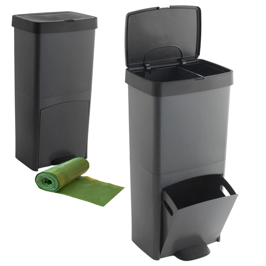 Cubo de Basura de Reciclaje Wellhome 70L Plástico 2 Aperturas