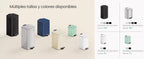 SONGMICS Cubo de Basura, Cubo de Basura de 20/30 L, Cubo de Basura de Cocina de Acero Inoxidable, con Cubo Interior, Cierre Suave y Permanece Abierto, Beige Arena/Negro Tinta/Plata Metálico/Azul Medianoche/Blanco Nube