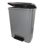Curver - Cubo de basura Compatta 25L gris, diseño compacto y ancho, ideal para cocinas pequeñas o baños, soporte para bolsas, base extraíble fácil de limpiar, pedal removible para apertura higiénica, medidas 38x28x43 cm