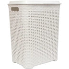 Cesta de la ropa Pongo todo Cesto Mimbre plástico para la Colada efecto Rattan (Blanco) COSHANO