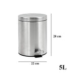 Papelera baño metal plateada, cubo de basura de 3L, 5L, 7L y 12L con pedal de acero inoxidable, papelera moderna de metal para baño con cubo interior de plástico.